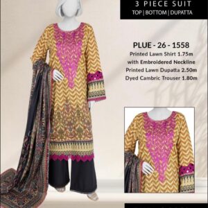 Printed Lawn Shirt - PLUE - 26 - 1558