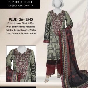 Printed Lawn Shirt - PLUE - 26 - 1540
