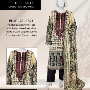 Printed Lawn Shirt - PLUE - 26 - 1521