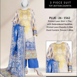 Printed Lawn Shirt - PLUE - 26 - 1562