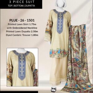 Printed Lawn Shirt - PLUE - 26 - 1501