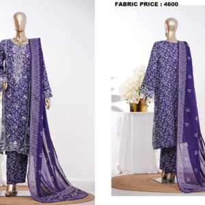 EMBROIDERED LAWN WITH BELL BOTTOM TROUSER 3PC